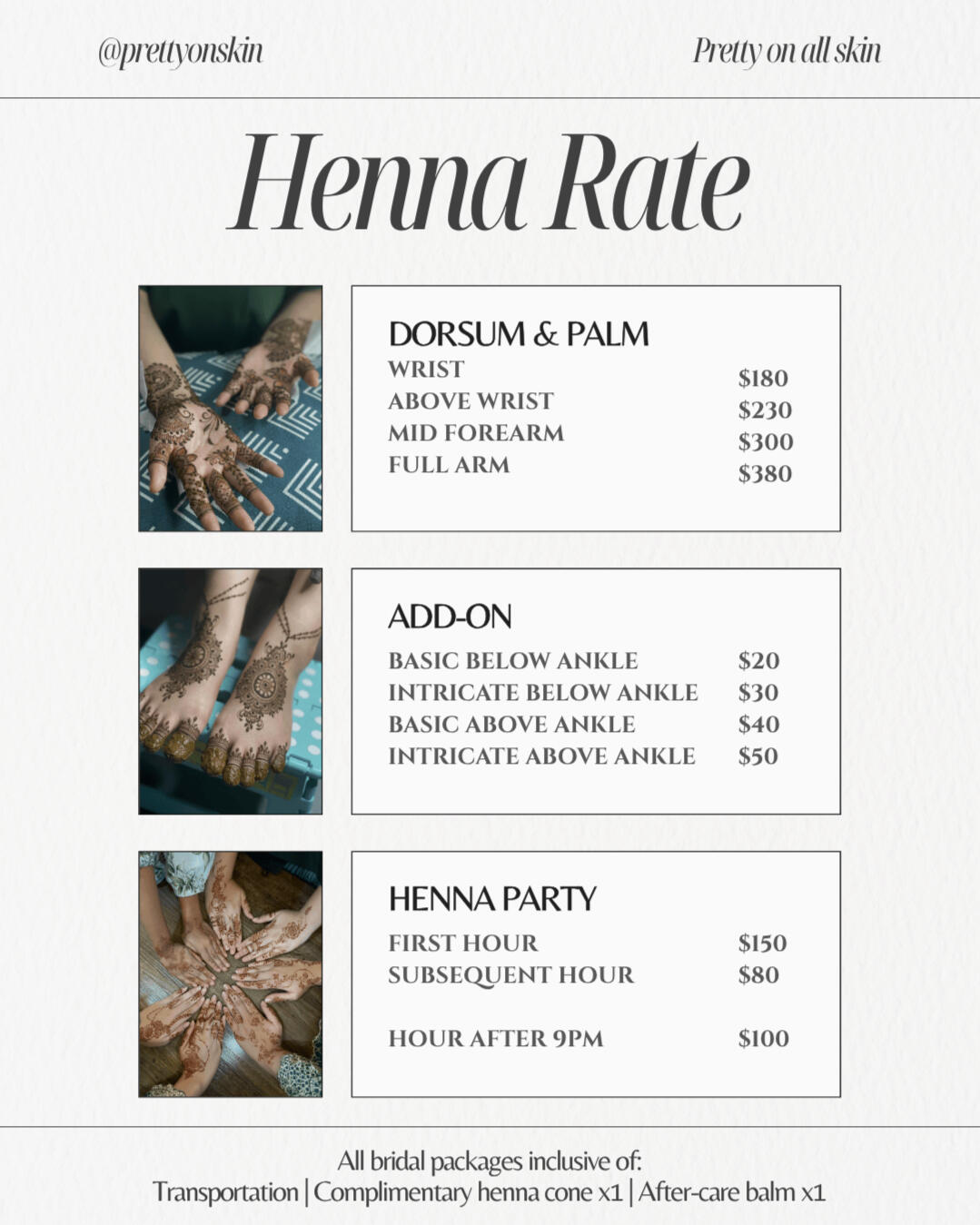 HENNA RATE